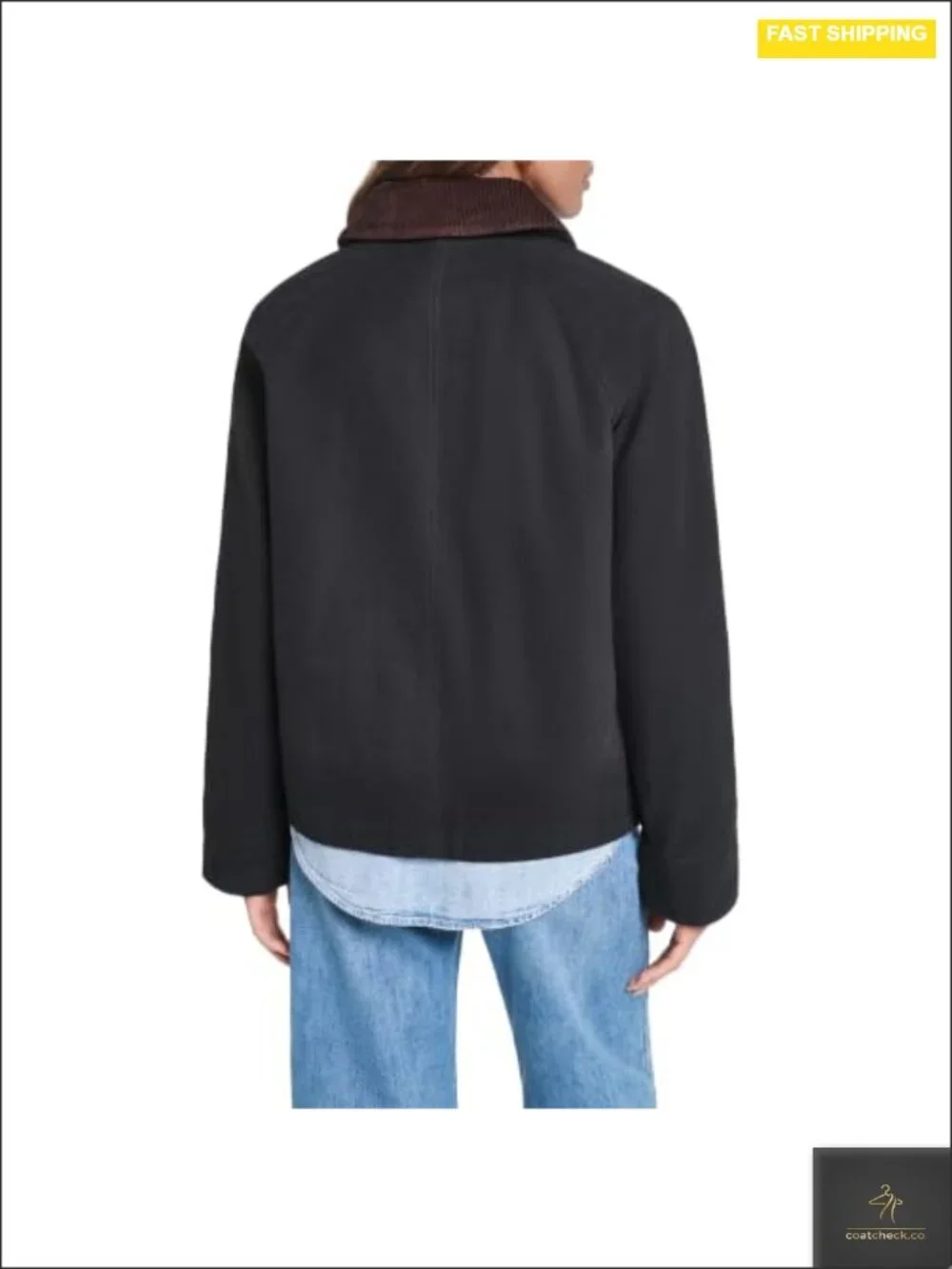 Cotton Casual Jacket with Corduroy Collar, Classic Fit, Lightweight